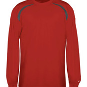 Adult Long-Sleeve Performance Tee with Heather Shoulder Inserts