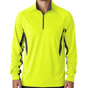 UltraClub&reg; Adult Cool & Dry Color Block Dimple Mesh 1/4-Zip Pullover